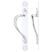 FB114LCP - Zoo Hardware Fulton & Bray Cast Brass Pull Handle with Art Nouveau Backplate (Left Handed) 377 x 42mm Polished Chrome
