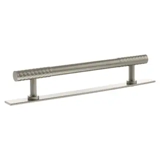 MHCDB17160SN - Millhouse Brass Chrysler Diamond T-Bar Cabinet Pull Handle on Backplate 160mm - Satin Nickel