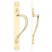 FB114R - Zoo Hardware Fulton & Bray Cast Brass Pull Handle with Art Nouveau Backplate (Right Handed) 377 x 42mm Polished Brass