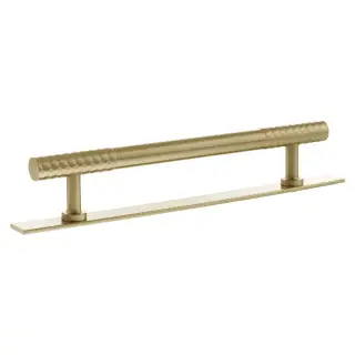 MHCDB17160SB - Millhouse Brass Chrysler Diamond T-Bar Cabinet Pull Handle on Backplate 160mm - Satin Brass