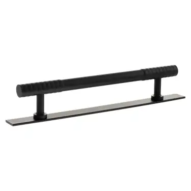 Click Here To Enlarge This Photo Of MHCDB17160MB - Millhouse Brass Chrysler Diamond T-Bar Cabinet Pull Handle on Backplate 160mm - Matt Black