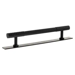 MHCDB17160MB - Millhouse Brass Chrysler Diamond T-Bar Cabinet Pull Handle on Backplate 160mm - Matt Black