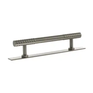 MHCDB17128SN - Millhouse Brass Chrysler Diamond T-Bar Cabinet Pull Handle on Backplate 128mm - Satin Nickel
