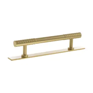 MHCDB17128SB - Millhouse Brass Chrysler Diamond T-Bar Cabinet Pull Handle on Backplate 128mm - Satin Brass