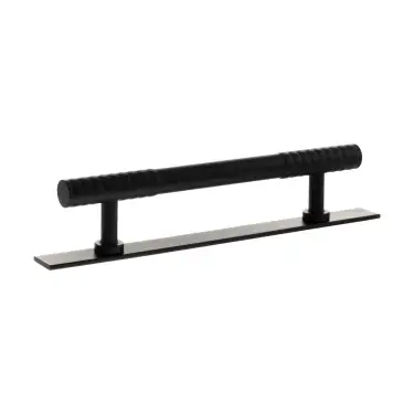 Click Here To Enlarge This Photo Of MHCDB17128MB - Millhouse Brass Chrysler Diamond T-Bar Cabinet Pull Handle on Backplate 128mm - Matt Black