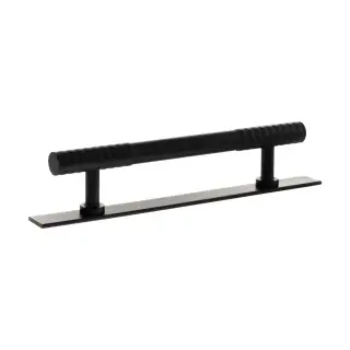 MHCDB17128MB - Millhouse Brass Chrysler Diamond T-Bar Cabinet Pull Handle on Backplate 128mm - Matt Black