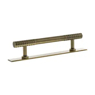 MHCDB17128AB - Millhouse Brass Chrysler Diamond T-Bar Cabinet Pull Handle on Backplate 128mm - Antique Brass