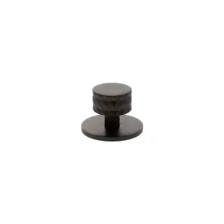 MHCDB1530UDB - Millhouse Brass Chrysler Diamond Round Cabinet Knob Handle on Backplate - Urban Dark Bronze