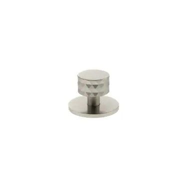 Click Here To Enlarge This Photo Of MHCDB1530SN - Millhouse Brass Chrysler Diamond Round Cabinet Knob Handle on Backplate - Satin Nickel