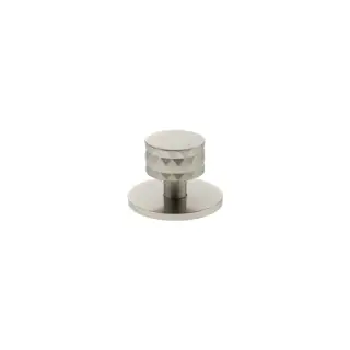 MHCDB1530SN - Millhouse Brass Chrysler Diamond Round Cabinet Knob Handle on Backplate - Satin Nickel