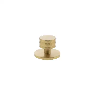 Click Here To Enlarge This Photo Of MHCDB1530SB - Millhouse Brass Chrysler Diamond Round Cabinet Knob Handle on Backplate - Satin Brass