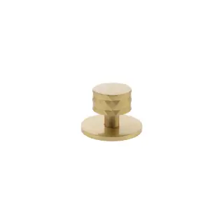 MHCDB1530SB - Millhouse Brass Chrysler Diamond Round Cabinet Knob Handle on Backplate - Satin Brass