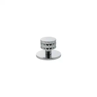 MHCDB1530PC - Millhouse Brass Chrysler Diamond Round Cabinet Knob Handle on Backplate - Polished Chrome