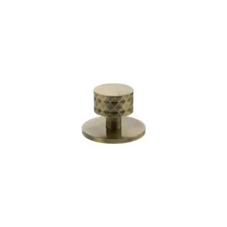 MHCDB1530AB - Millhouse Brass Chrysler Diamond Round Cabinet Knob Handle on Backplate - Antique Brass