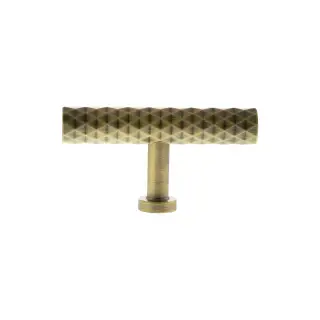 MHCD1675AB - Millhouse Brass Chrysler Diamond T-Bar Cabinet Knob Handle - Antique Brass