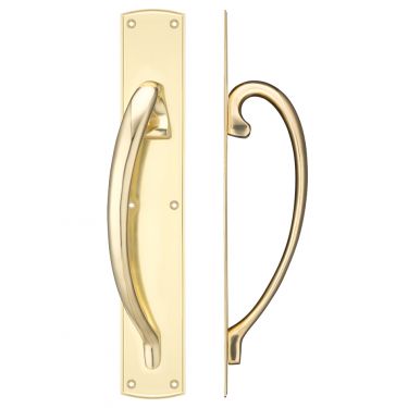 Click Here To Enlarge This Photo Of FB118L - Zoo Hardware Fulton & Bray Cast Brass Large Pull Handle with Backplate (Left Handed) 457 x 76mm Polished Brass
