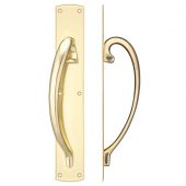 FB118L - Zoo Hardware Fulton & Bray Cast Brass Large Pull Handle with Backplate (Left Handed) 457 x 76mm Polished Brass