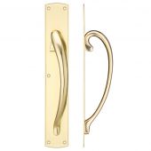FB118R - Zoo Hardware Fulton & Bray Cast Brass Large Pull Handle with Backplate (Right Handed) 457 x 76mm Polished Brass
