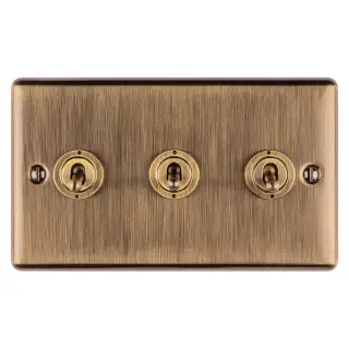 ENT3SWABB - Eurolite 3 Gang Toggle Switch Antique Brass (Enhance Range)