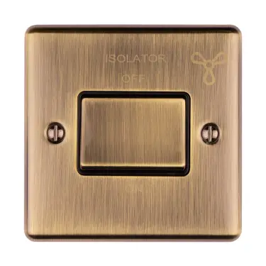 Click Here To Enlarge This Photo Of ENFSWABB - Eurolite 6Amp Fan Isolator Switch Antique Brass with Black Trim (Enhance Range)