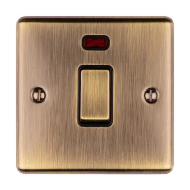 Click Here To Enlarge This Photo Of EN20ASWNABB - Eurolite 1 Gang 20Amp DP Switch with Neon Indicator Antique Brass with Black Trim (Enhance Range)