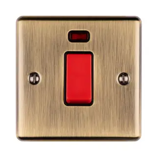 EN45ASWNSABB - Eurolite 1 Gang 45Amp DP Switch with Neon Indicator Antique Brass with Black Trim (Enhance Range)