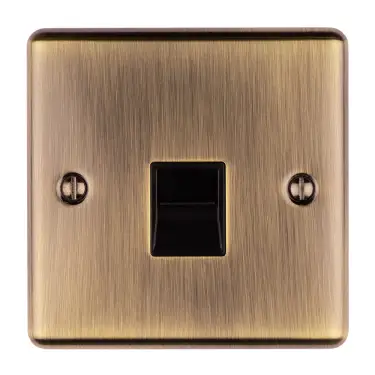 Click Here To Enlarge This Photo Of EN1MABB - Eurolite 1 Gang Master Telephone Socket Antique Brass with Black Trim (Enhance Range)