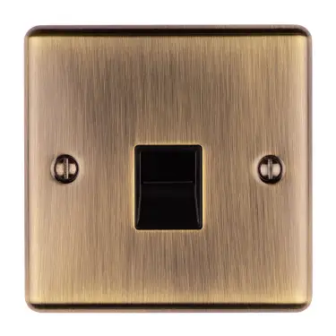 Click Here To Enlarge This Photo Of EN1SLABB - Eurolite 1 Gang Slave Telephone Socket Antique Brass with Black Trim (Enhance Range)