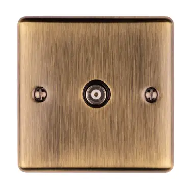 Click Here To Enlarge This Photo Of EN1TVABB - Eurolite 1 Gang TV Coaxial Socket Antique Brass with Black Trim (Enhance Range)