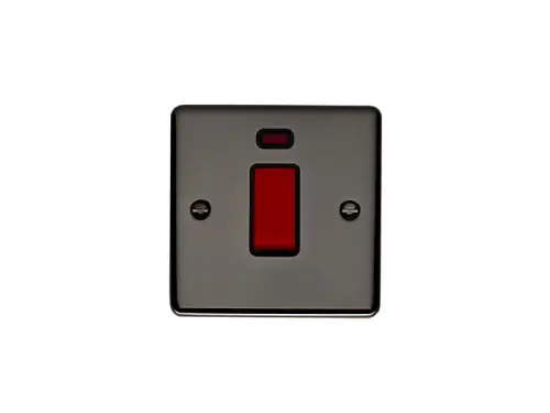 Click Here To Enlarge This Photo Of EN45ASWNSBNB - Eurolite 1 Gang 45Amp DP Switch with Neon Indicator Black Nickel with Black Trim (Enhance Range)