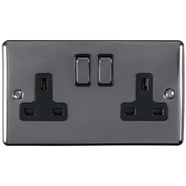 Click Here To Enlarge This Photo Of EN2SOBNB - Eurolite 2 Gang 13Amp DP Switched Socket Black Nickel with Black Trim (Enhance Range)