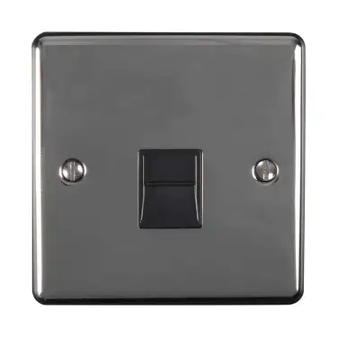 Click Here To Enlarge This Photo Of EN1SLBNB - Eurolite 1 Gang Slave Telephone Socket Black Nickel with Black Trim (Enhance Range)