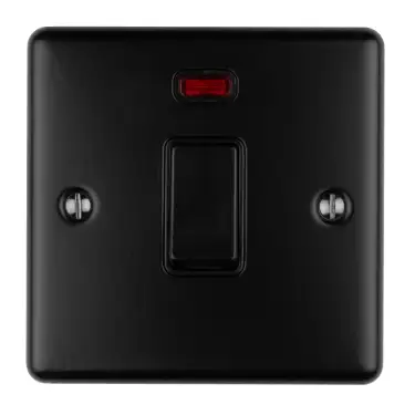Click Here To Enlarge This Photo Of EN20ASWNMBB - Eurolite 1 Gang 20Amp DP Switch with Neon Indicator Matt Black with Black Trim (Enhance Range)