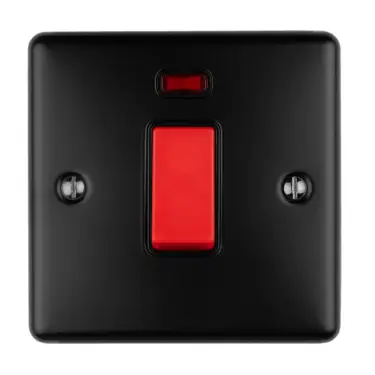 Click Here To Enlarge This Photo Of EN45ASWNSMBB - Eurolite 1 Gang 45Amp DP Switch with Neon Indicator Matt Black with Black Trim (Enhance Range)
