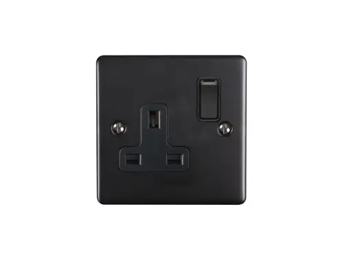 Click Here To Enlarge This Photo Of EN1SOMBB - Eurolite 1 Gang 13Amp DP Switched Socket Matt Black with Black Trim (Enhance Range)