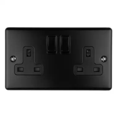 Click Here To Enlarge This Photo Of EN2SOMBB - Eurolite 2 Gang 13Amp DP Switched Socket Matt Black with Black Trim (Enhance Range)