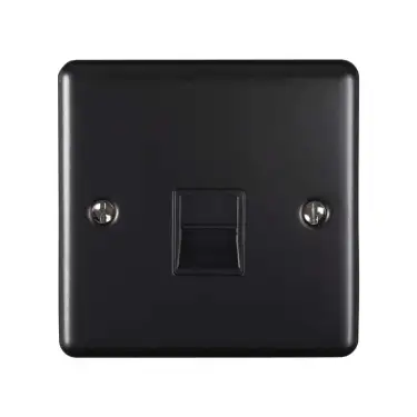 Click Here To Enlarge This Photo Of EN1SLMBB - Eurolite 1 Gang Slave Telephone Socket Matt Black with Black Trim (Enhance Range)