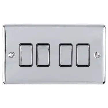 Click Here To Enlarge This Photo Of EN4SWPCB - Eurolite 4 Gang 10Amp 2Way Switch Polished Chrome with Black Trim (Enhance Range)