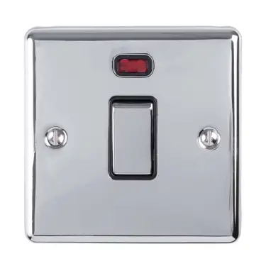 Click Here To Enlarge This Photo Of EN20ASWNPCB - Eurolite 1 Gang 20Amp DP Switch with Neon Indicator Polished Chrome with Black Trim (Enhance Range)