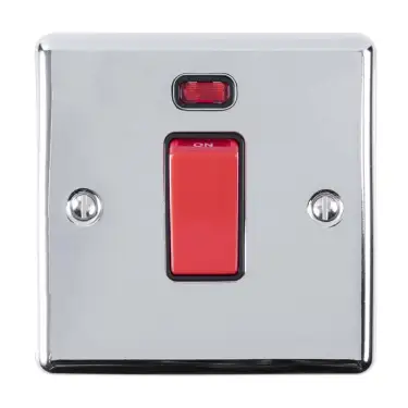 Click Here To Enlarge This Photo Of EN45ASWNSPCB - Eurolite 1 Gang 45Amp DP Switch with Neon Indicator Polished Chrome with Black Trim (Enhance Range)