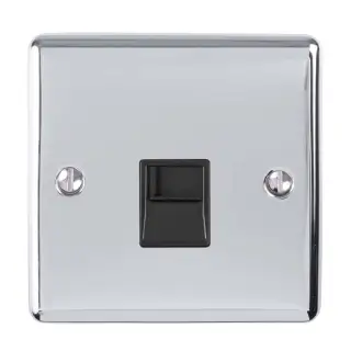 EN1MPCB - Eurolite 1 Gang Master Telephone Socket Polished Chrome with Black Trim (Enhance Range)
