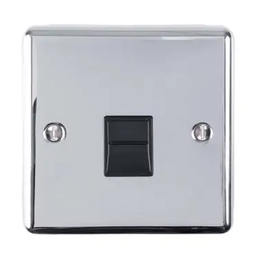 Click Here To Enlarge This Photo Of EN1SLPCB - Eurolite 1 Gang Slave Telephone Socket Polished Chrome with Black Trim (Enhance Range)
