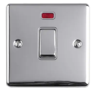 Click Here To Enlarge This Photo Of EN20ASWNPCG - Eurolite 1 Gang 20Amp DP Switch with Neon Indicator Polished Chrome with Grey Trim (Enhance Range)