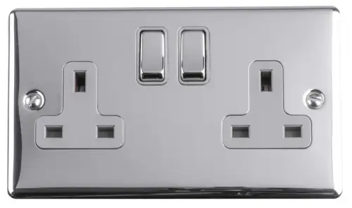 Click Here To Enlarge This Photo Of EN2SOPCG - Eurolite 2 Gang 13Amp DP Switched Socket Polished Chrome with Grey Trim (Enhance Range)