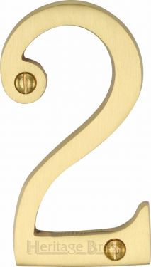 Click Here To Enlarge This Photo Of C1560 2-SB Heritage Brass Numeral 2 Face Fix 76mm (3") Satin Brass Finish