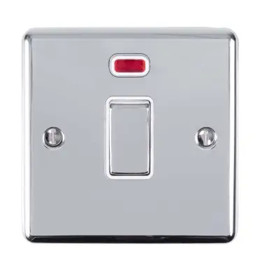 Click Here To Enlarge This Photo Of EN20ASWNPCW - Eurolite 1 Gang 20Amp DP Switch with Neon Indicator Polished Chrome with White Trim (Enhance Range)