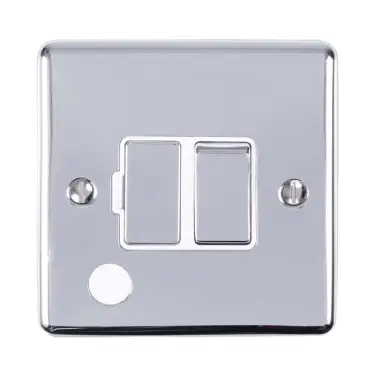 Click Here To Enlarge This Photo Of ENSWFFOPCW - Eurolite 13Amp DP Switched Fuse Spur with Flex Outlet Polished Chrome with White Trim (Enhance Range)