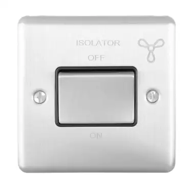 Click Here To Enlarge This Photo Of ENFSWSSB - Eurolite 6Amp Fan Isolator Switch Satin Stainless Steel with Black Trim (Enhance Range)