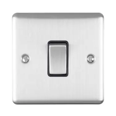 Click Here To Enlarge This Photo Of EN20ASWSSB - Eurolite 1 Gang 20Amp DP Switch Satin Stainless Steel with Black Trim (Enhance Range)