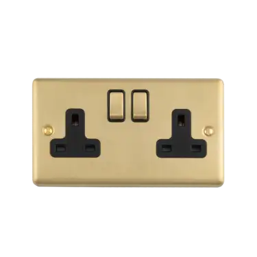 Click Here To Enlarge This Photo Of EN2SOSSB - Eurolite 2 Gang 13Amp DP Switched Socket Satin Stainless Steel with Black Trim (Enhance Range)